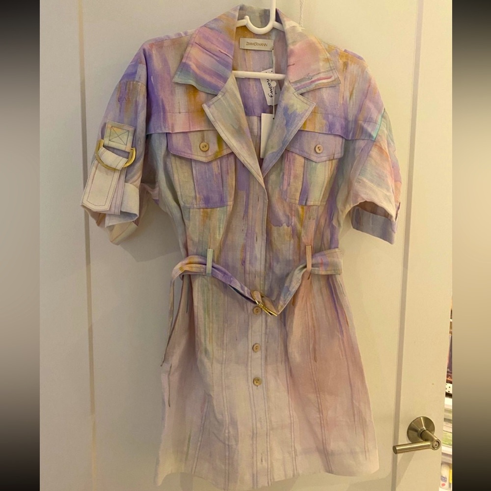 NWT Zimmermann Rhythmic belted shirtdress - Size 1